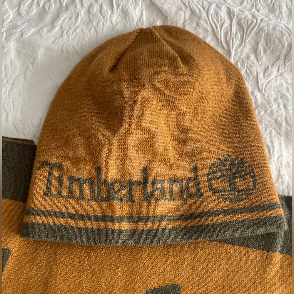 TIMBERLAND SCARF & REVERSIBLE HAT mustard/brown
